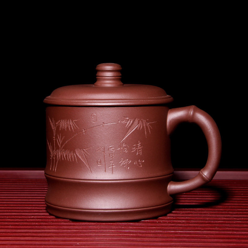 宜兴紫砂杯茶杯水杯带盖办公杯会议杯盖杯原矿纯手工小杯子个人杯