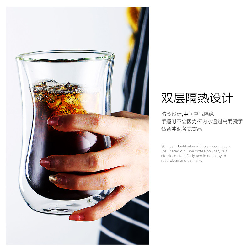双层玻璃杯创意欧式透明防烫泡茶水杯冰咖啡杯果汁牛奶杯隔热杯子