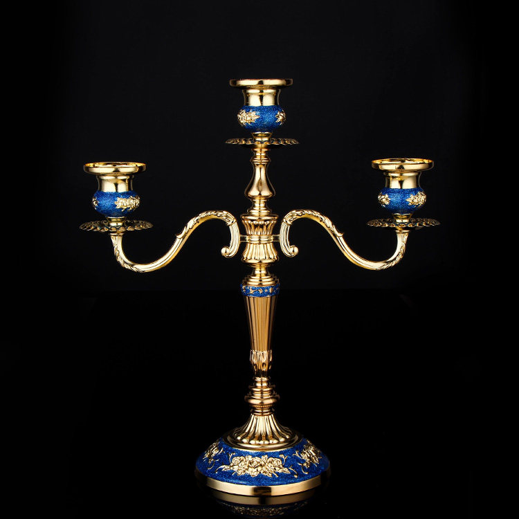 新款精品欧式蜡烛台镀银闪粉三头五头蜡台酒店家居婚庆