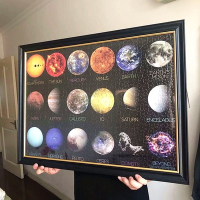 拼图框1000片复古实木画框3000片拼图相框3DJP拼图框2000片框架