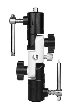 黑白U型闪光灯座 三节独立可调 兼容三脚架灯架带伞孔全金属座