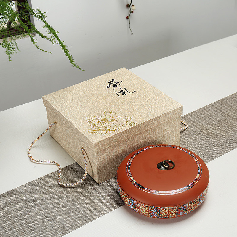 普洱茶包装礼盒紫砂茶叶罐大号普洱茶盒茶饼罐白茶饼包装盒醒茶罐