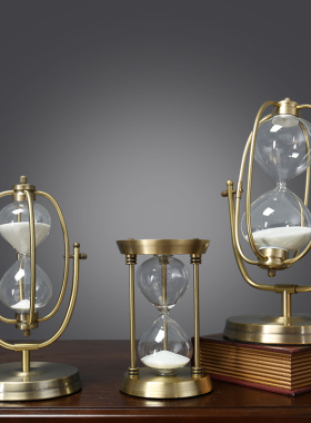 北欧风格金属计时器沙漏摆件创意家居软装客厅书房办公室装饰摆设