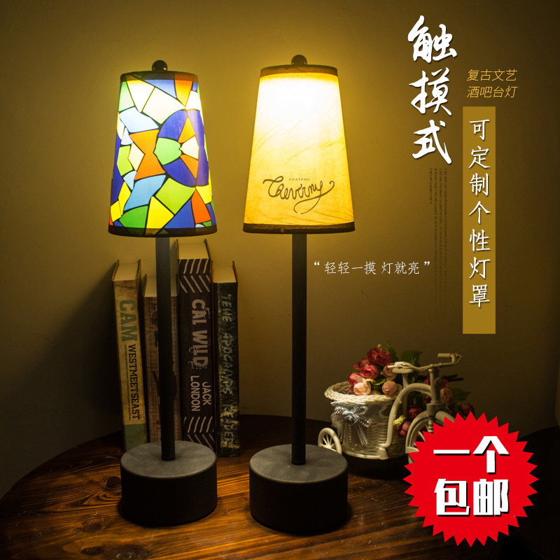 复古led触摸充电酒吧台灯音乐餐吧咖啡厅餐厅清吧个性创意桌灯
