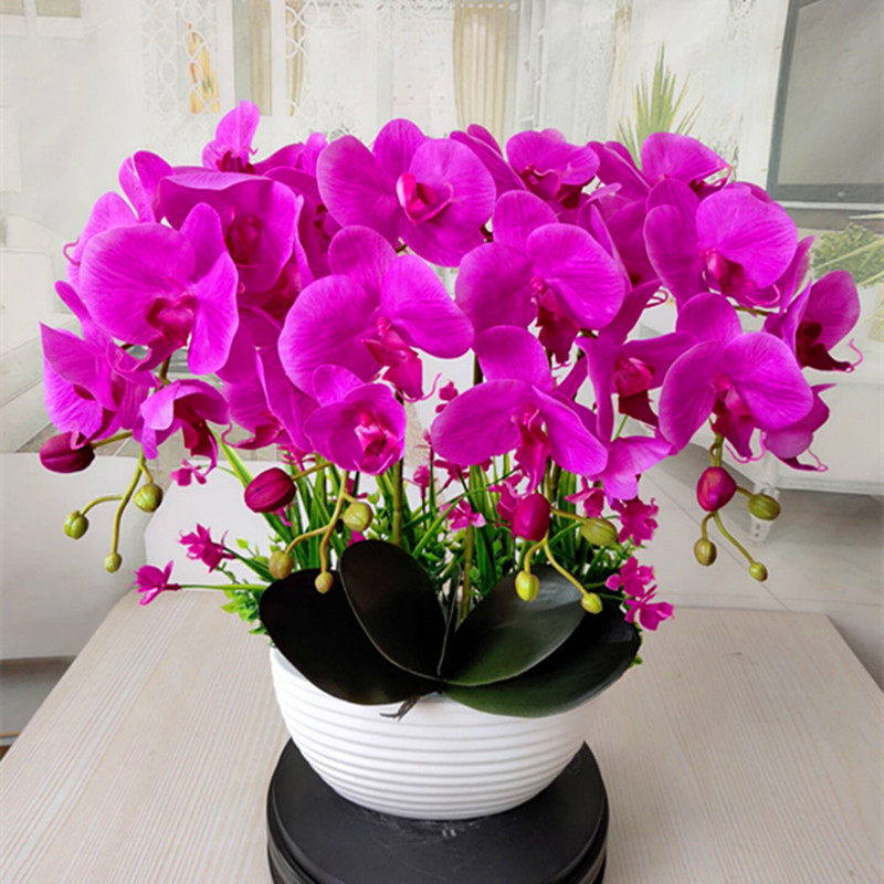 恋之艺PU仿真花蝴蝶兰套装客厅假花摆件家居饰品装饰花餐桌摆设