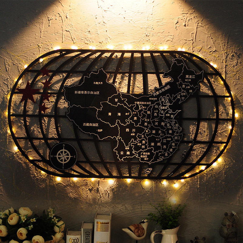 铁艺工业风地图壁饰酒吧咖啡厅墙面立体金属壁挂创意家居装饰品,家居饰品,壁饰,淘宝优惠券,粉丝福利购,淘宝优惠卷