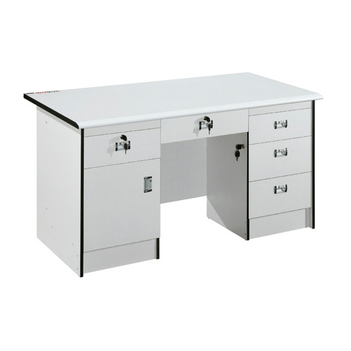 加厚板材银灰白色防火板办公桌电脑台单人职员桌财务桌家用写字台