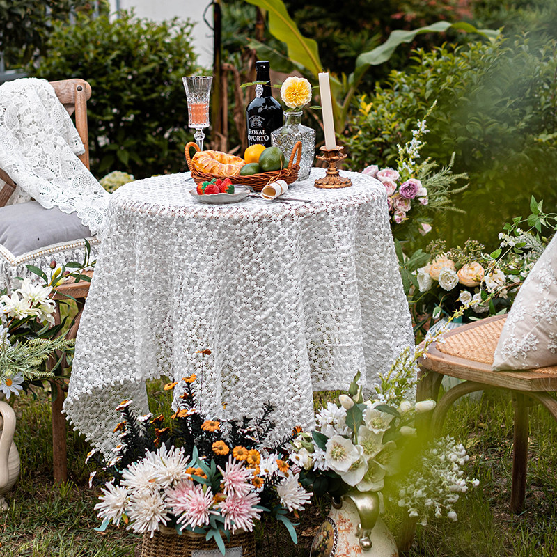 白色蕾丝茶几盖布法式田园镂空花边桌布复古餐桌布甜品长方形台布,居家布艺,桌布,淘宝优惠券,粉丝福利购,淘宝优惠卷