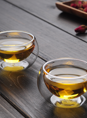 6只装茶碗水杯小茶杯迷你品茗功夫茶具家用透明玻璃喝茶杯子套装