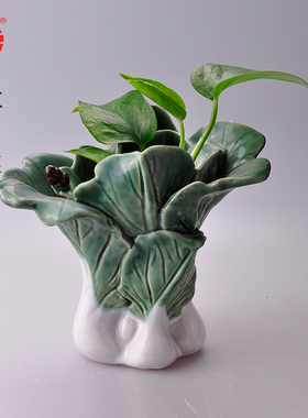 美陶《旺财白菜》石湾公仔 家居中式陶瓷菜摆件开业前台小摆设件