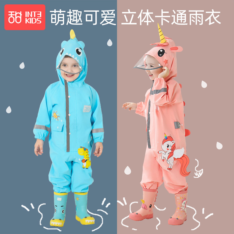 儿童连体雨衣男童宝宝雨披小学生女幼儿园恐龙雨裤套装全身防暴雨