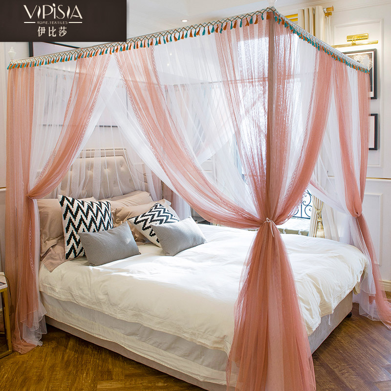 新款双层流苏装饰床幔三开门落地式宫廷蚊帐公主宫廷蚊帐,床上用品,蚊帐,淘宝优惠券,粉丝福利购,淘宝优惠卷