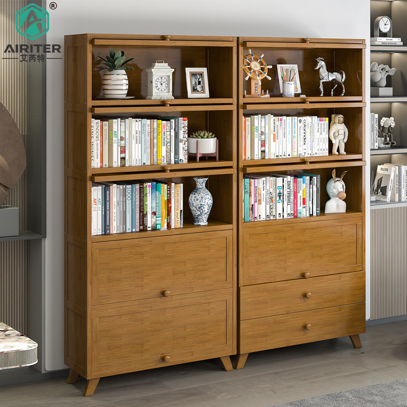 北欧实木书架置物架落地客厅卧室简易学生收纳简约家用大书柜带门,住宅家具,书架,淘宝优惠券,粉丝福利购,淘宝优惠卷