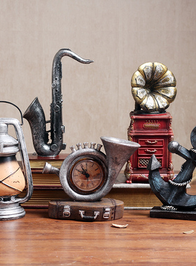 创意复古摆件做旧欧式老式收音机客厅餐厅 咖啡厅酒柜装饰品摆设