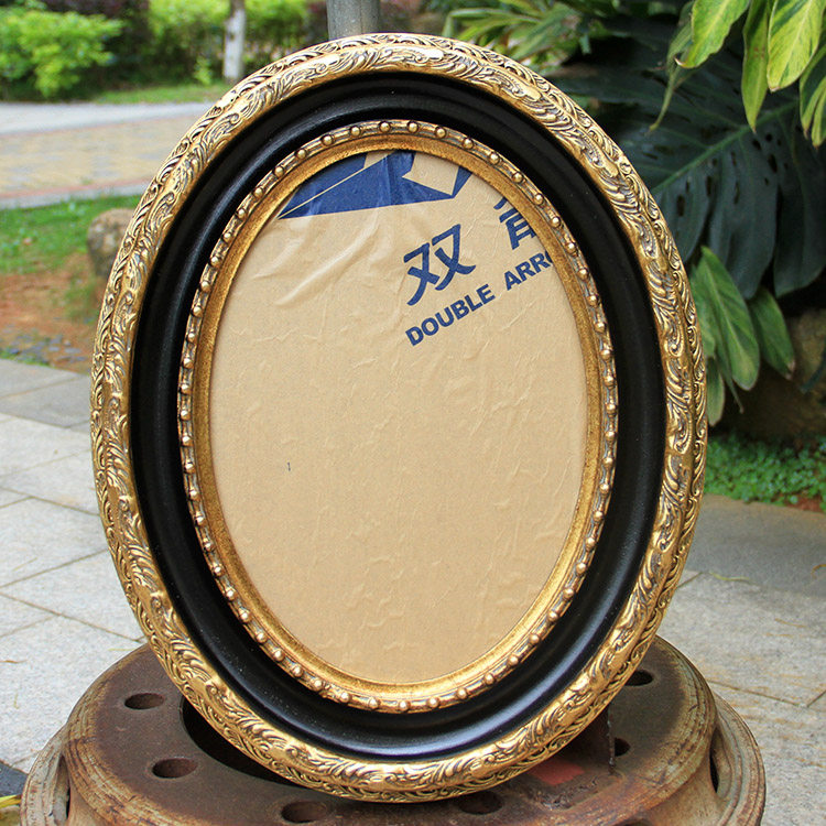 圆形油画框定制油画装裱黑色金色带有机玻璃圆形椭圆形宽度7cm