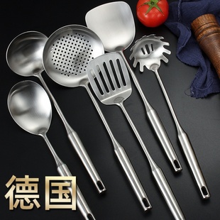 德国304不锈钢锅铲家用加厚一体铁菜铲汤勺长柄厨具套装炒菜铲子