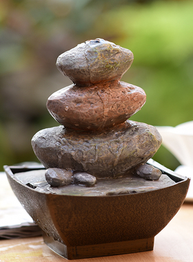 迷你可爱的创意家里家居假山流水喷泉客厅摆设小装饰品摆件工艺品