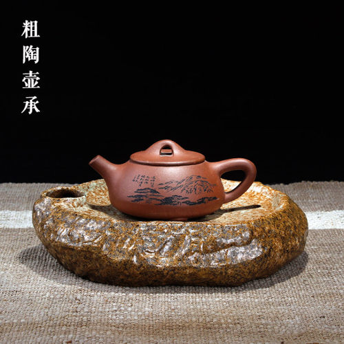 粗陶壶承壶托 紫砂壶茶托茶艺复古干泡盘茶道茶具蓄水茶承养壶垫