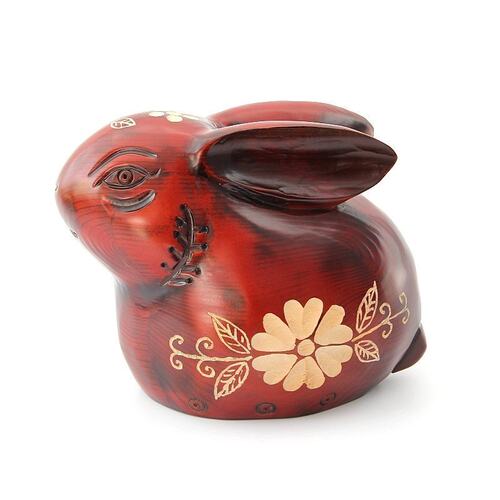 生肖兔子大号零钱存钱罐木雕可爱纸币储蓄罐创意生日礼品摆件