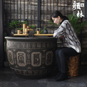 精品陶瓷大缸土陶缸特大庭院水缸招财缸鱼缸睡莲盆大号雕刻
