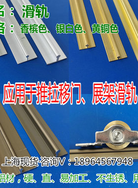 免开槽移门导轨滑道直线铝合金型材导轨T型圆头吊轨定位止摆铜条