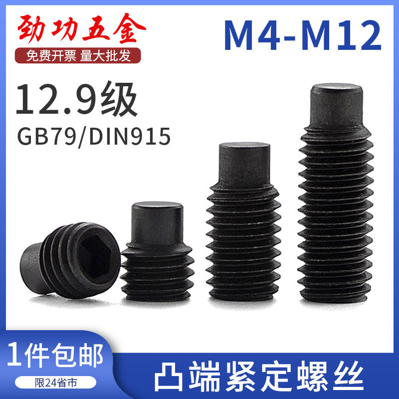 12.9级内六角凸端紧定螺丝GB79凸端机米m3m4m5m6m8m10m12m14 6L