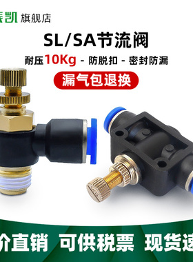 节流阀SL SA调速阀气管快插 6-01 8-02 10-03 12-04螺纹 气动接头