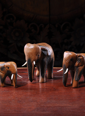 东南亚泰国实工艺品家居饰品开业礼品客厅创意玄关酒柜小象摆件