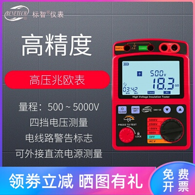 标智GM3123/3125数字高压兆欧表数显电子摇表5000V绝缘电阻测试仪