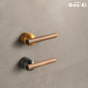 格奥琦象黑胡桃木门锁室内卧室静音门锁家用通用磁吸房门把手