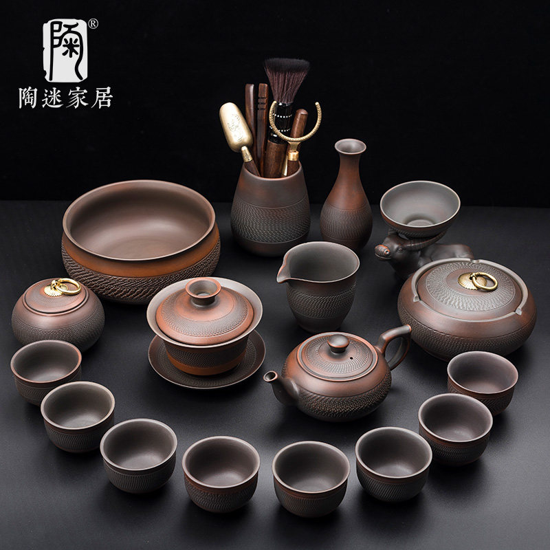 陶迷云南建水紫陶套装整套紫砂功夫茶具杯子纯手工陶瓷家用泡茶壶