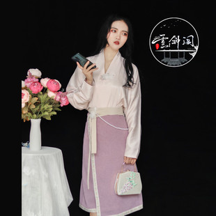 云钟阁汉服宋制三件套直领对襟飞机袖 宋抹两片裙旋裙 一片式