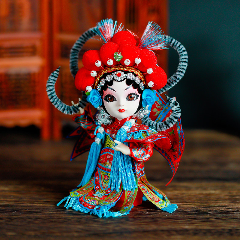 北京唐人坊京剧脸谱人偶绢人中国风特色手工艺娃娃生日礼物送老外