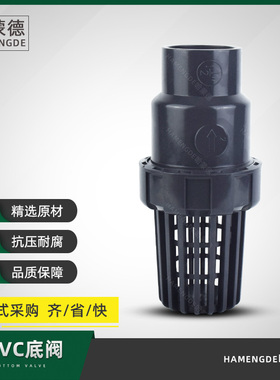 过滤防倒流 PVC底阀水泵止回阀花篮头塑料水管抽水止逆阀UPVC化工