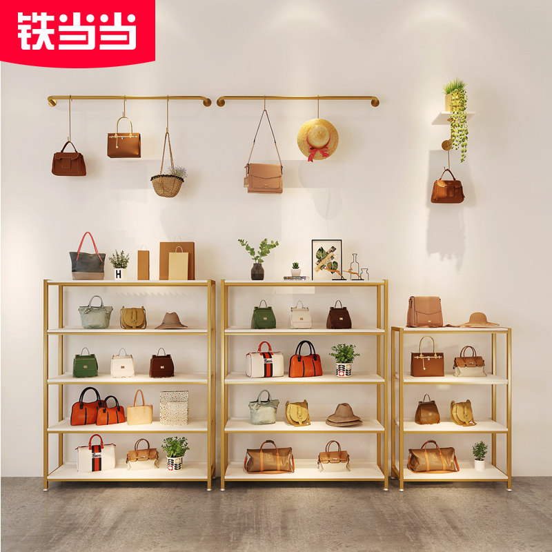 鞋店鞋架展示架自由组合创意金色落地式鞋货架服装店铺专用陈列架