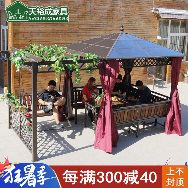 户外葡萄架凉亭吊椅室外露天庭院别墅花园阳台休闲防腐木四角亭子