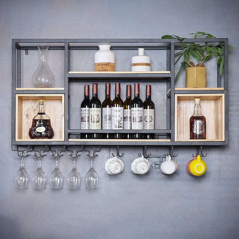 北欧实木酒架墙上置物架壁挂餐厅红酒架子酒杯架创意装饰悬挂酒柜