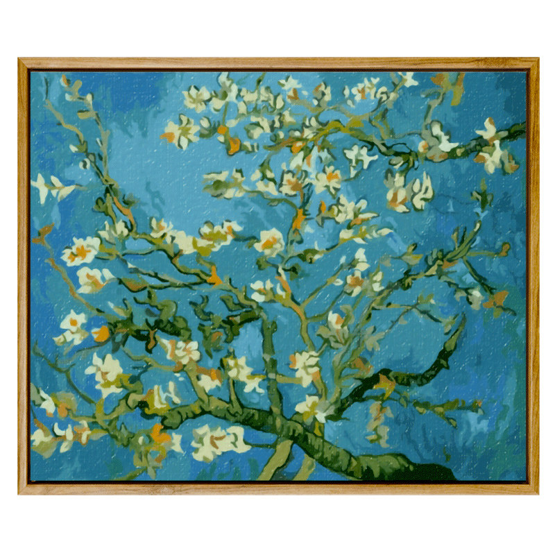 diy数字油画名画手绘梵高杏花填色填充画画手工油彩挂画装饰减压