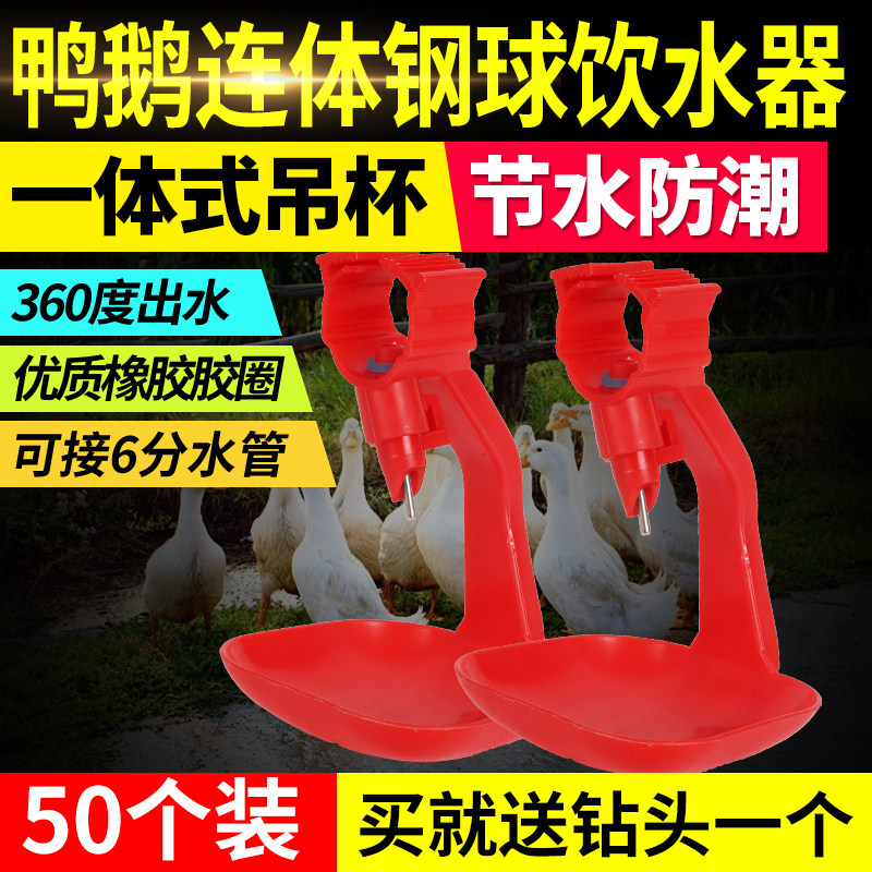 鸡鸭鹅用饮水器 钢球连体吊杯自动乳头饮水器 接水杯鸭鹅水线设备