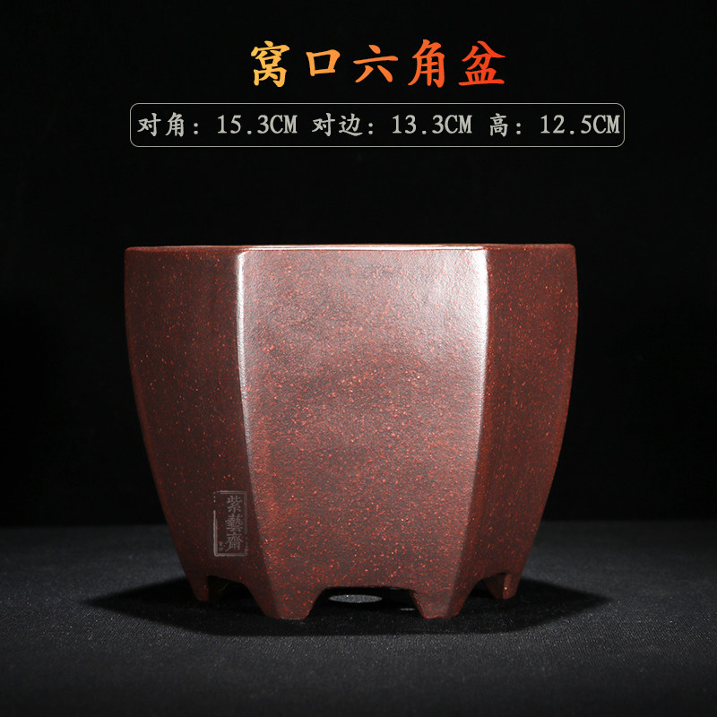 紫艺斋紫砂花盆手工精品透气六月雪菖蒲多肉盆景文竹假山附石绿植