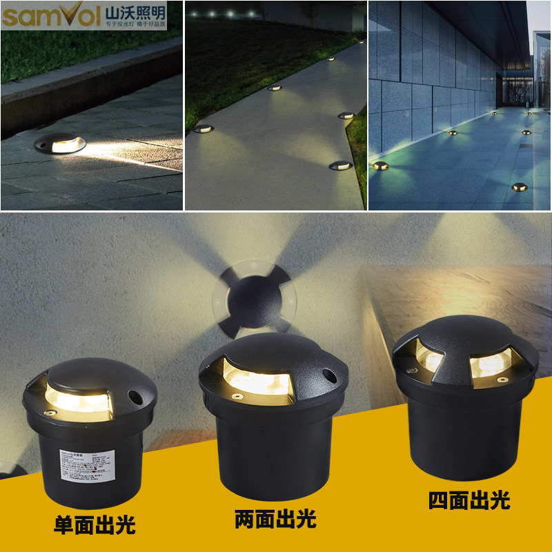 led透光地埋灯户外防水嵌入式花园庭院台阶射灯侧发光地面地坪灯