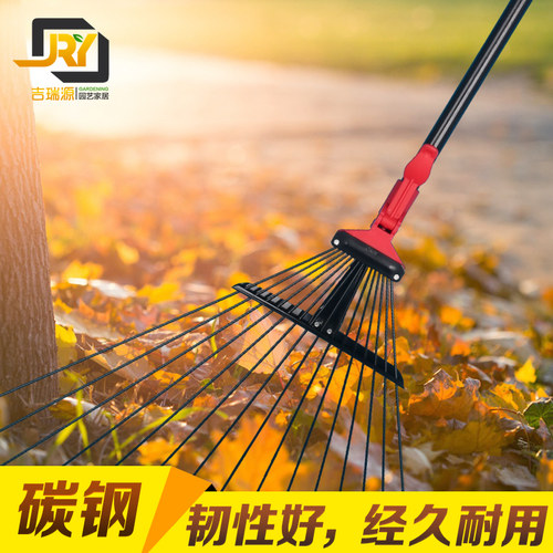 不锈钢可伸缩园艺多齿耙 草坪除草耙子 工具适用庭院园艺维护
