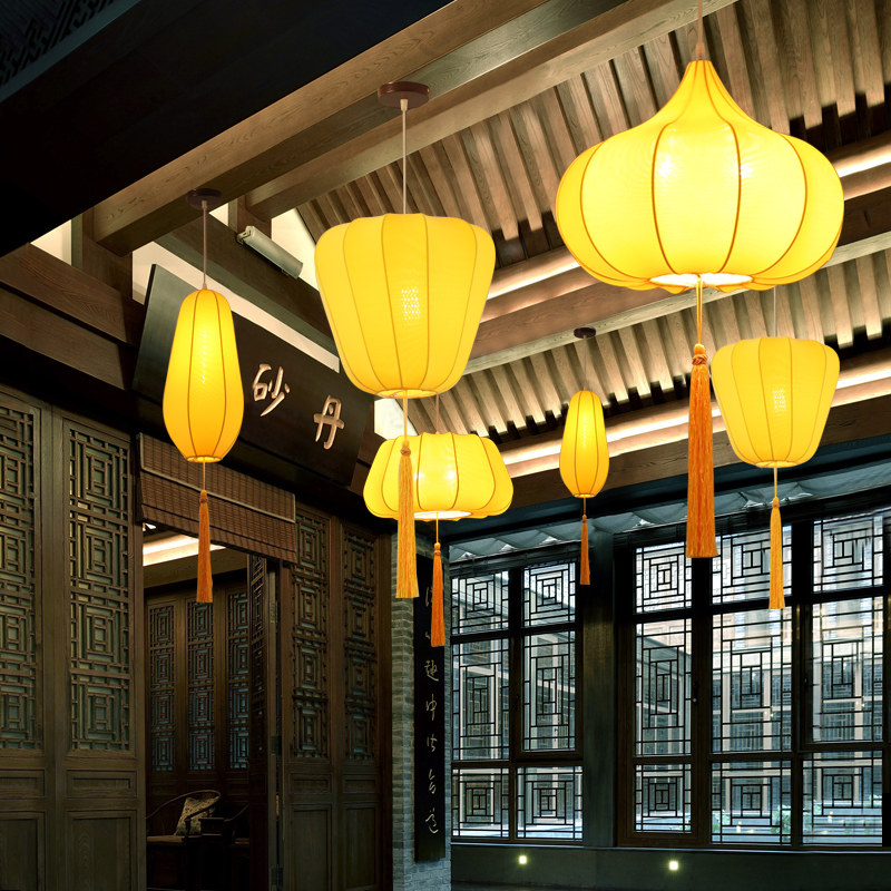 灯笼吊灯新中式设计师餐馆灯具复古灯饰中国风禅意饭店创意餐厅灯
