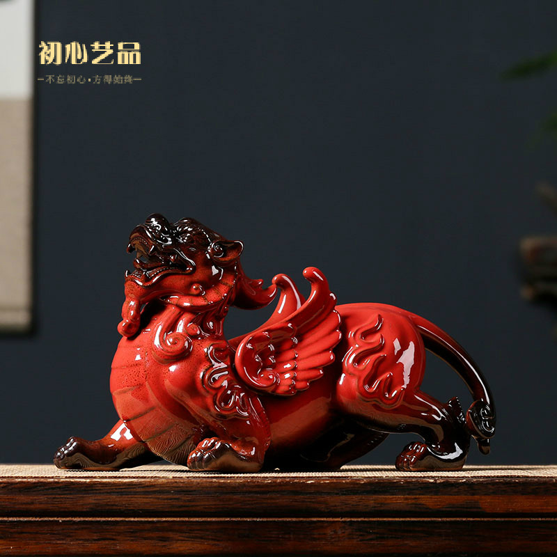 德化陶瓷貔貅摆件一对招财聚财风水镇宅工艺品客厅办公室开业礼品