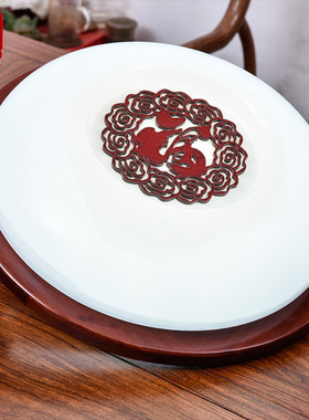 索胜中式吸顶灯圆形简约实木中国风过道阳台灯饰8501