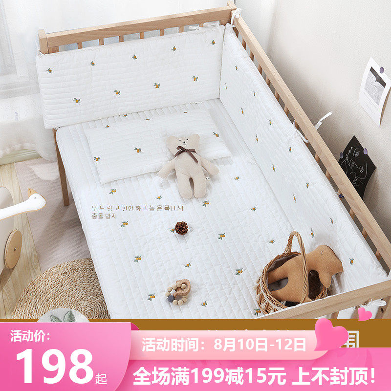 婴儿床床围栏软包防撞挡布透气 ins风儿童宝宝拼接床护栏加高定制