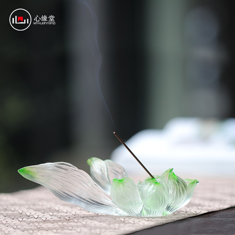 心缘堂琉璃香器【自在.莲】莲花形状多孔位手工线香香插家居饰品