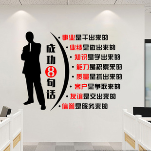 企业办公室励志墙贴纸公司勉励员工励志标语墙壁成功8句话贴画