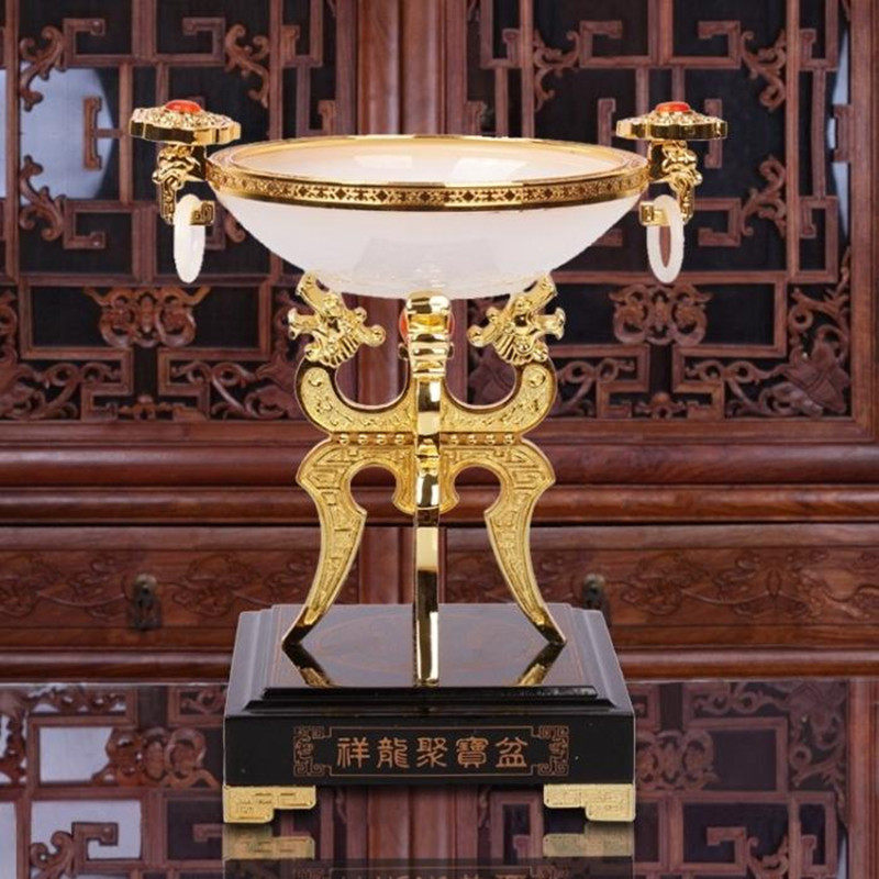 祥龙聚宝盆金镶玉摆件店铺公司开业乔迁礼品家居装饰品办公桌摆设