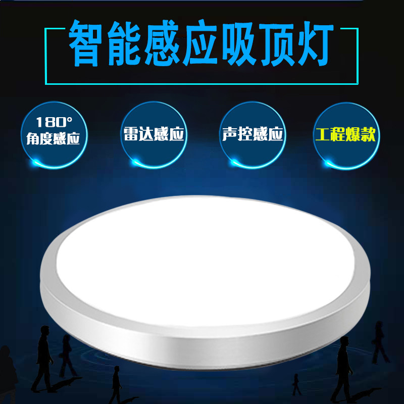 LED声光控吸顶灯LED雷达工程专用过道走廊楼梯楼道声控人体感应灯
